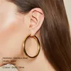 Boucles d'oreilles créoles HNSP classique 4MM d'épaisseur en acier inoxydable pour femmes bijoux couleur or argent