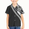 Herren-Freizeithemden, Jungen-Kind-Polynesian-Stammes-Hawaiian-Totem-Tattoo-Hawaii-Drucke, Jungen-Kurzarm-Top, Boutique-Button-Down-T-Shirts für Kinder