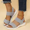 Sandali Comemore Ladies Outdoor Beach Elastic Band Designer Shoes Sandalo Women Summer Women's Wedge Heel Platform Cosy