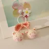 Sleutelhangers 2023 Trend Ongewone Telefoon Ketting Handgeweven Gebreide Roze Leuke Wol Piggy Hanger Sieraden Voor Vrouwen Sleutelhanger Tas decoratie