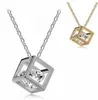 Strands Strings Fashionable Love Cube Three dimensional Necklace Shiny Charm s Small Box Short Clavicle Chain Maxi Pendants 230710