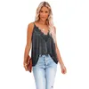 2023 Spring/Summer New European American Women's Tanks Casual Sleeveless Top Solid V-neck Lace Loose Strap Tank Top Camis