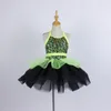 Stage Wear Women Girl Green Shiny Sequin Dance Leotard Ballet Tutu Dress Unitard Lovely Mesh Performance Costume