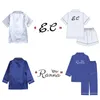 Pajamas Kids Boy Girls Custom Personalized Satin Pajamas Set Add Your Text Design Button-Down Short/Long Sleeve 2pcs Toddler Sleepwear 230710