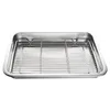 BBQ Tools Accessories Wire Steaming Kebab Barbecue Mesh Rack BBQ Grill Mesh Tool Net Carbon Stainless Steel deep Square Plate cafeteria Storage trays 230710