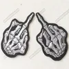 Whole Fashion Skull Middle Finger Embroidery Patch Motorcycle Biker Clothes Badge DIY Applique Embroidered Patch Supplier 11cm206I