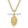 Pendant Necklaces Pendant Necklaces Chic Oval Virgin Mary Necklace For Women Girls Yellow Gold Color Satellite Link Chain Choker Fashion GP430 x0711 x0711