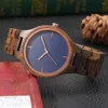 Wristwatches Retro Walnut Men's Watch Full Wood Watches For Men Simple No Word Blue Dial Clock Wooden Band Quartz Relojes Hombre