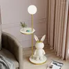 거실을위한 테이블과 함께 현대 바닥 램프 소녀 침실 LED 실내 조명 비품 홈 장식