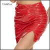 Rokken Vrouwen glanzend latex leer geplooid skiën mini body vouwen potlood skiën sexy korte PU skiën zoom split zomer maatwerk 230710