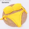 Женские купальники Saradoro Ribbed Bikini 2022 Женский купальный купальник отжимание Bandeau Spext Sexy Low Rise Bikini Set Set Brazil Beach Suit Z230712