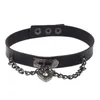 Collares para perros Collar de cadena con colgante de corazón de cuero Gothic Lolita Punk Gargantilla Negro