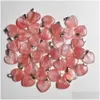 Charms Pedra Natural 20Mm Coração Olho de Tigre Rosa Quartzo Opala Pingente Cristal Rosa Pingentes Chakras Gem Fit Brincos Colar Fazendo D Dhsga