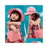 Bonés Chapéus Meninas Flower St Beach Hatadd Weave Tote Bolsa Conjuntos de Bolsas Bebê Verão Chapéu de Sol Crianças Crianças Topee 9 Cores Mixed Drop Del Dh8Y3