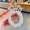 Accessori per capelli 1PCS Pearl Crown Princess Ties Girl Fashion Cute Children Elastic Bands Lovely Kids Gift
