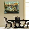 Figurative Kunst auf Leinwand, Monet in seinem Atelierboot, Edouard Manet-Gemälde, handgefertigte moderne Kunstwerke, Küchen- und Raumdekoration