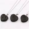 Pendant Necklaces Black Lava Stone 30Mm Heart Necklace Aromatherapy Essential Oil Per Diffuser Women Men Jewelry Drop Delivery Pendan Dhheo