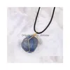 Pendentif Colliers Pierre Naturelle Irregar Lapis Lazi Améthyste Cristal Rose Chakra Reiki Collier De Guérison Pour Femmes Hommes Cadeaux Drop Deli Dhpk5