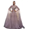 Casual Dresses Women Elegant Mesh Sequins Floor Length Dress Fashion Sexy Cloak Sleeve Stand Collar High Waist Corset Cocktail Evening