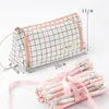 Stationary Pen Storage Bag Pencil Multi Layer Large Capacity Cosmetic Travel Simple Plaid Kids Case