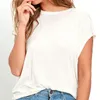 Damen-T-Shirt, modisches T-Shirt mit offenem Rücken, Damen, lässig, rückenfrei, kurzärmelig, Sommerkleidung, lockere O-Ausschnitt-Oberteile, T-Shirts, Schwarz, Weiß, 230710