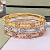 Bangle Zlxgirl Classic Europe Korea Fourleaf Women Bridal Jewellery Cubic Zircon Bracelet female Fashion couple gifts 230710