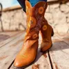 Botas Femininas Cowboy Cowgirl Boots Modern Western Bordado Largo Bico Quadrado Cowboy Boot for Women L230711