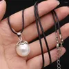 Pendant Necklaces Fashion Shell Beads Round Lace Necklace With Leather Rope Plant Charm Jewelry For Women Lover Gift 45 5mm