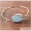 Charme Bracelets Mode Druzy Drusy Bracelet Plaqué Or Ovale Irregar Imitation Pierre Naturelle Bracelet Pour Femmes Bijoux Drop Delivery Dhdwy