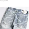 Men's Jeans Jean Homme Jeans Men's Printed Street Wear Teared Denim Pants Trend Brand Trousers Casual Solid Bicycle Damaged Hole Slim Fit Comfort Z230712