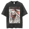 Dam T-shirt Harajuku Chainsaw Man T-shirt Herr Hip Hop Vintage tvättade Oversized Anime T-shirts för kvinnor Streetwear T-shirts 100 % bomull T-shirt 230711