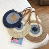 Taille sacs à la main paille tissé été plage voyage vacances ronde pour femmes rotin épaule femme Message sac à main 230711