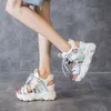 Sandals Comemore Leisure Lady Platform Chunky Mixed Color Shoes Sports Wedge White Women High Heel Beach Casual 34 230711