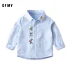 Kids Shirts GFMY Boys Autumn Cotton Long Sleeved Casual Shirt Baby Cartoon Dinosaur Embroidery Childrens Clothing 230711