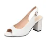 Dames Peep Toe Slingback Pumps Wit Lakleer Hoge Hakken Sandalen Voor Dames 2023 Zomer Gesp Gladiator