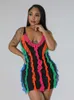 Urban Sexiga Klänningar HAOYUAN Mesh Volanger Ärmlösa Miniklänningar Mode 2023 Sommar Sexiga Party Club Outfits Kvinnor Rygglös Bodycon Födelsedagsklänning L230711