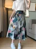 Skirts Fashion Ink Painting Pleated Long Skirt Spring Summer 2023 High-waisted Slim Fit Mid Female Chinese Style Faldas Mujer