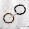 Bracelets De Charme Couple Bracelet Pour Les Amoureux Pierre Naturelle Perles De Lave Uni Distance Correspondant Braclet Saint Valentin Cadeau Drop Delivery J Dh6A2