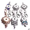 Key Rings 6Styles Snap Jewelry Button Chains Crystal Owl 18Mm Keychains Keyring For Women Drop Delivery Dhudz