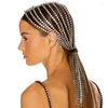 Spinki do włosów Rhinestone z pałąkiem na głowę kobiety dziewczęta nakrycia głowy łańcuchy na głowę Punk klasyczna moda akcesoria z frędzlami peruka przedłużacz łańcucha AM2141