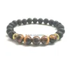 Braccialetti con ciondoli 6 Stili Natural Black Lava Stone Bracciale elastico turchese Aromaterapia Diffusore di oli essenziali per gioielli da uomo Drop Dhlqd