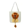 犬カーシートカバーデザインファッション小さな猫ハンドバッグ露頭かわいいライオン形状ショルダーバッグキャンバス屋外便利な猫犬ペットアイテム