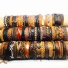 Цепочка Mixmax 100pcs Retro Leather Bracelets для мужских женских унисекс ручной манжеты черно -коричневый цвет браслет для браслета 230710