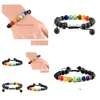 Bracelets De Charme 7 Chakra Bracelet Hommes Femmes Lave Noire Guérison Nce Reiki Prière Pierre Naturelle Perles Yoga Huile Essentielle Diffuseur Goutte Dh4Pl