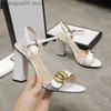 Sandaler Classic Women's High Heel Leather Party Fashion Metal Double Buckle Summer Designer Sexig Peep-Toe Chunky Dress Shoes 10cm T237894