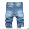 Jeans Masculino Shorts de Verão Masculino Ripped Stretch Bermuda Buraco Mascina Capri Masculino Denim Respirável Curto Masculino Drop Delivery Vestuário Clothi Dhi0L