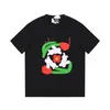 High Street Cartoon T-shirt Kwiatowy nadruk z królikiem Krótki rękaw Casual Luźny T-shirt American Big Man T-shirt Modny ciężki T-shirt roboczy Pół rękawa