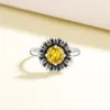 Cluster Rings Fashion Silver Color Vintage Punk Sunflower Open Finger Ring Adjustable For Women Girl Jewelry Gift Dropship Wholesale