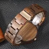 Wristwatches Retro Walnut Men's Watch Full Wood Watches For Men Simple No Word Blue Dial Clock Wooden Band Quartz Relojes Hombre