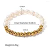 Strand Acier Inoxydable PVD 18K Plaqué Or Ternir Imperméable Perle Naturelle Perles Bracelet Pour Femme Bijoux En Gros À La Mode